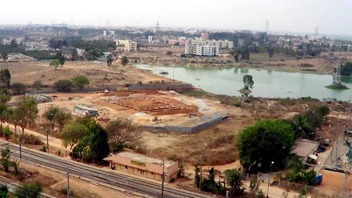 Construction work continues unabated on Kadugodi lake bed Pic: Whitefield Rising Group 
