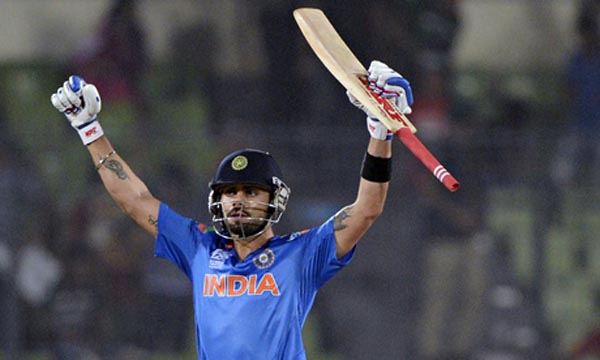 Virat Kohli celebrates India's win over Bangladesh in Dhaka