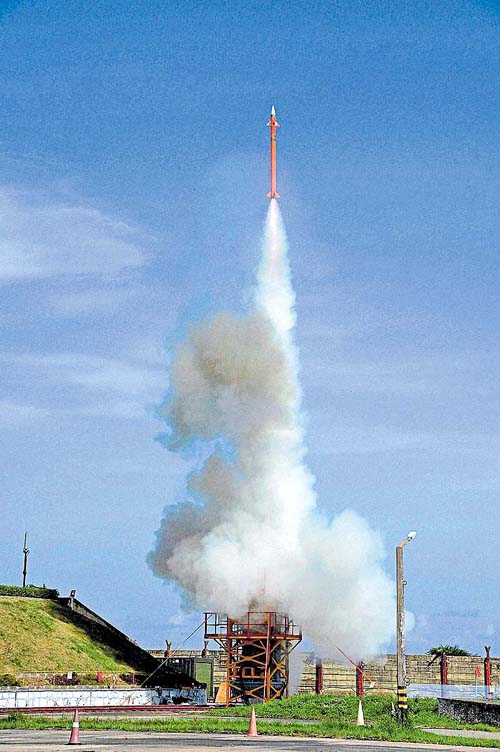 Chandipur : Long Range Surface to Air missile ( LRSAN) lifts off after it was test fired at the integrated test range at Chandipur off Odisha coast on Tuesday. PTI Photo (PTI9_20_2016_000248B)
