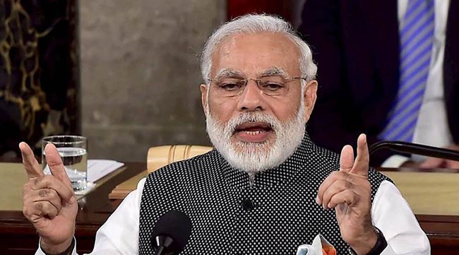 Washington: Prime Minister Narendra Modi addressing a joint meeting of Congress on Capitol Hill in Washington on Wednesday. PTI Photo by Kamal Kishore(PTI6_8_2016_000205A)