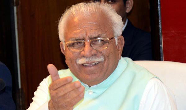 Chandigarh: Haryana Chief Minister Manohar Lal Khattar addresses a press conference in Chandigarh on Feb. 3, 2015. (Photo: IANS)